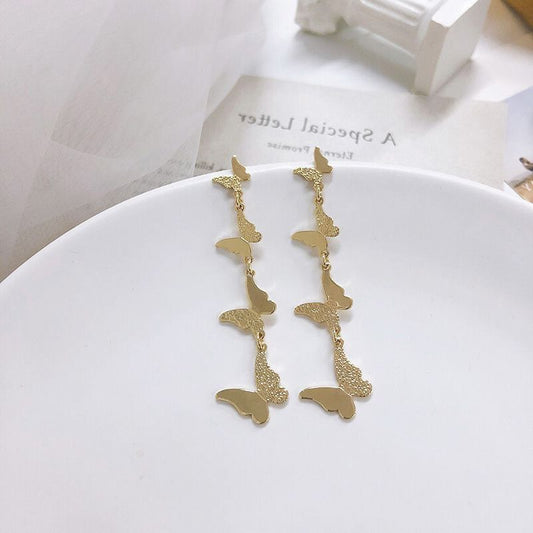 Layered Butterfly Drop Earrings for Fashion Stylish Jewelry Drop Earrings