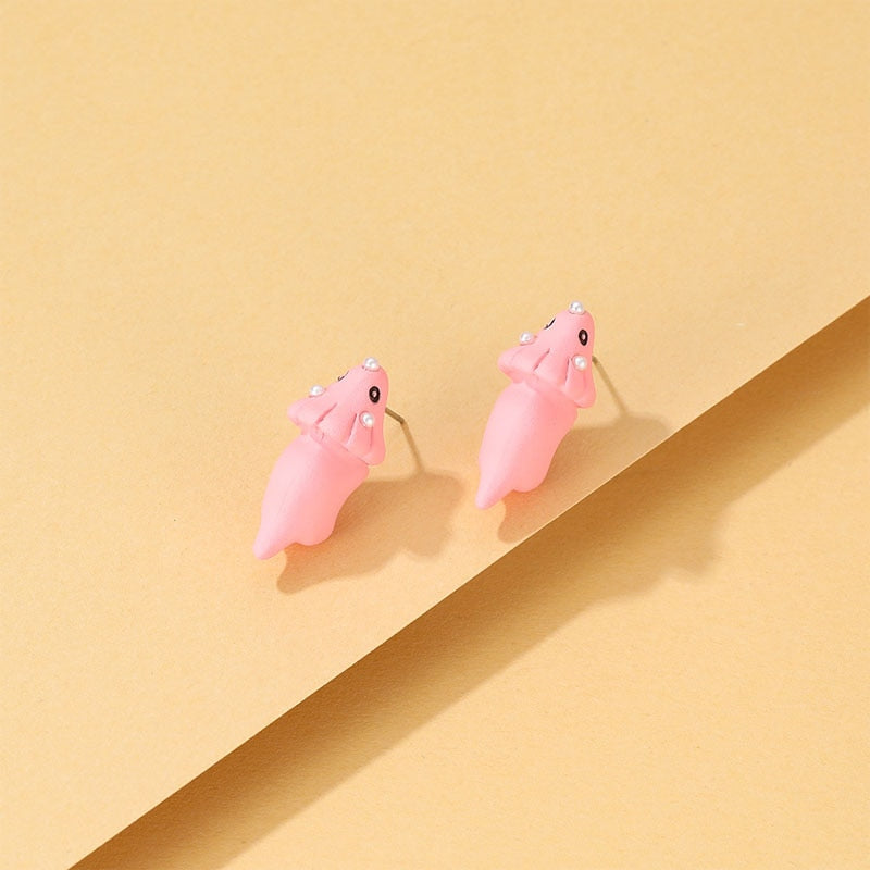 Cartoon Pink Animal Fashion Ear Studs Earrings Jewelry Women Earrings