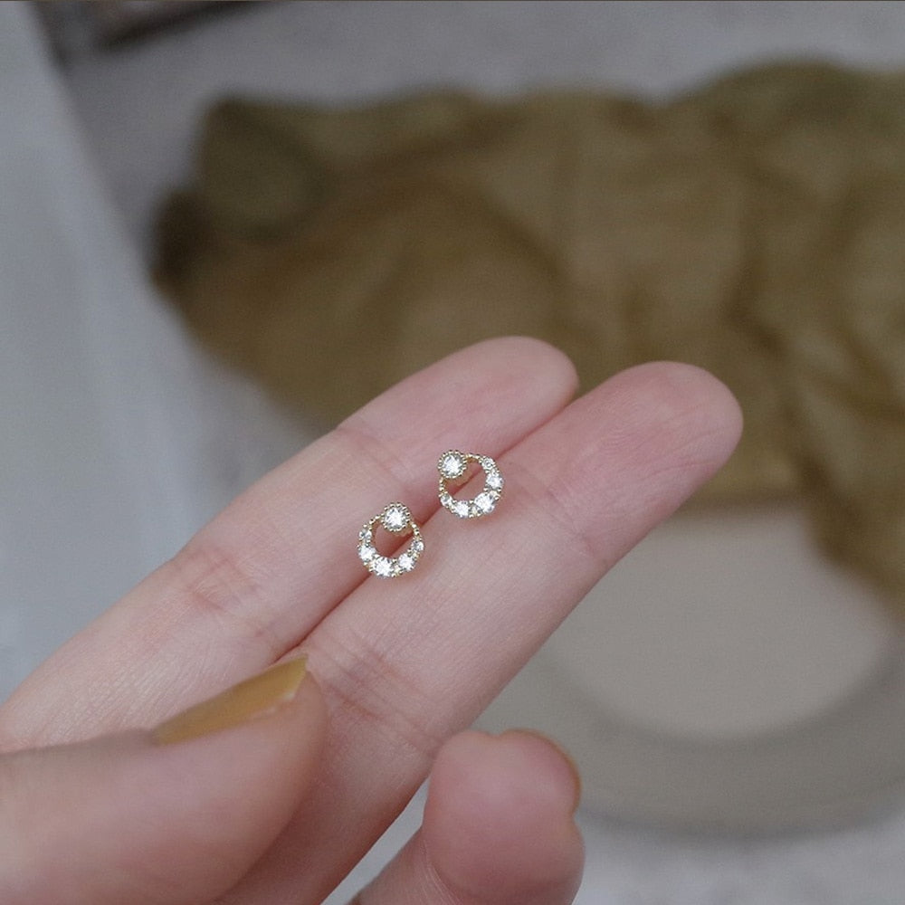 Creative Moon Mini Stud Earrings Cut Asymmetric Mini Earrings Ear Piercing