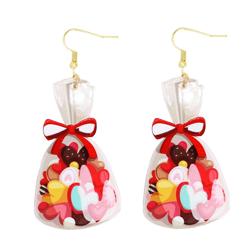 Bag with Candies Drop Earrings Women Creativity Jewelry Cute Earring Girls Gift