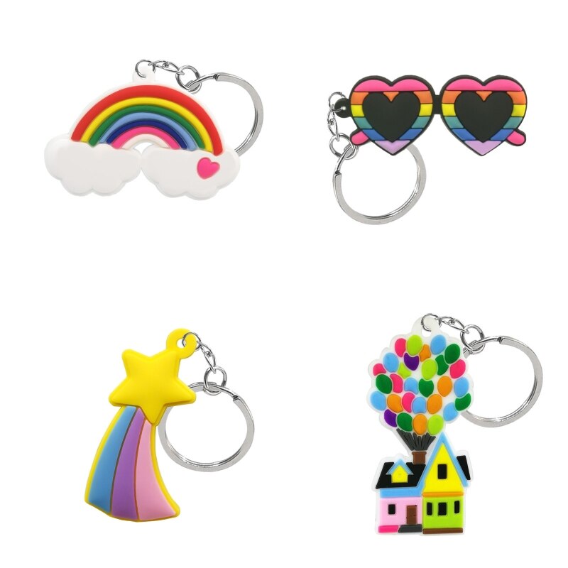 11 Styles PVC Keychain Colorful Rainbow Style New Keyring Fashion for Man Party
