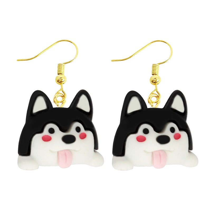 Black and White Doggy Dangle Earrings Women Gifts Earring Cute Girls Eardrop