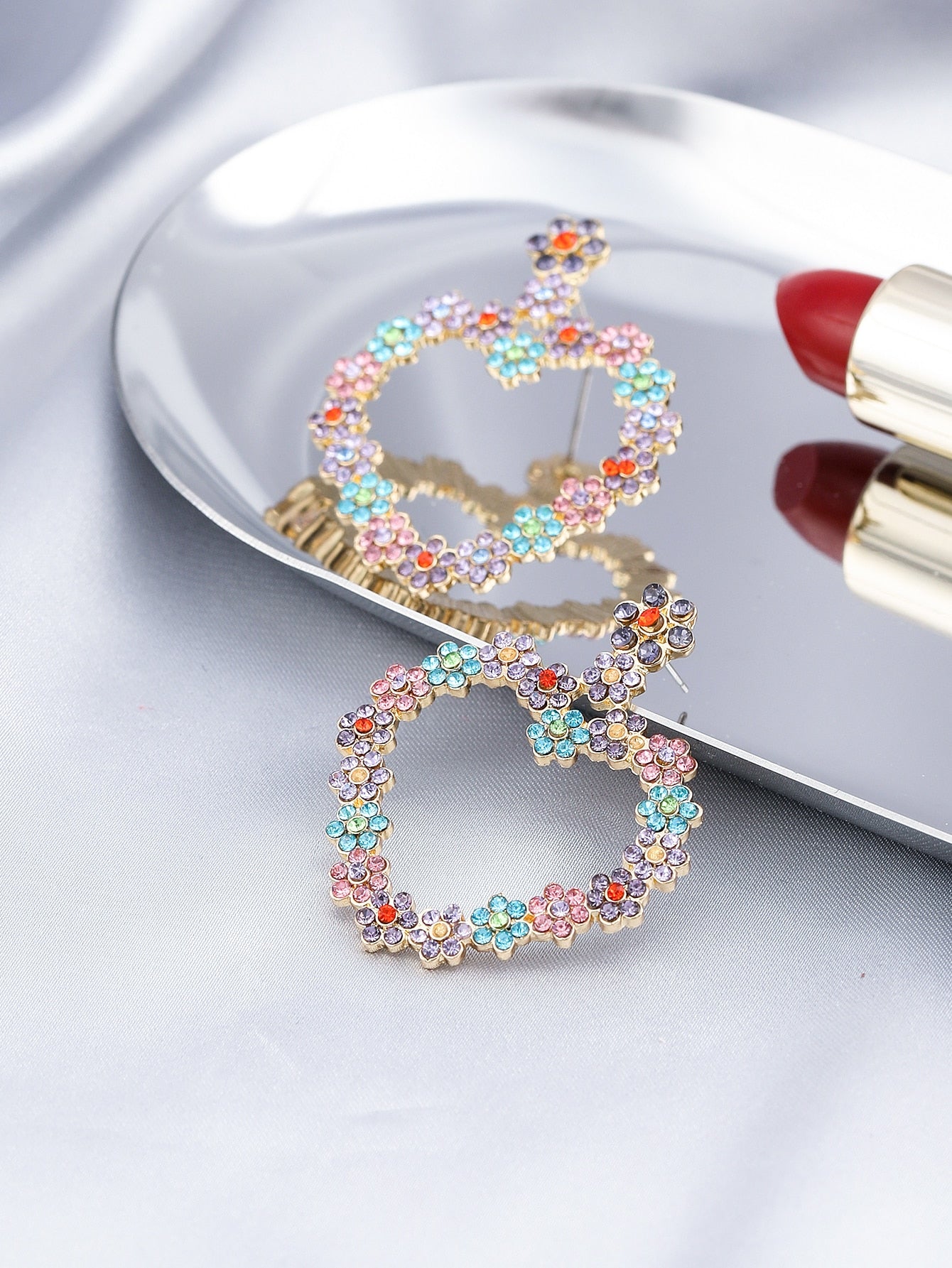 Colorful Floral Style heart Lady Cute Dangle Earrings for Women Jewelry Girls