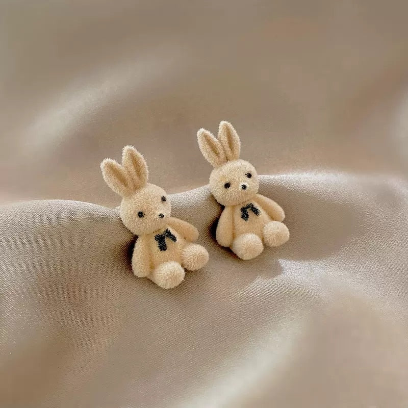 Beige Rabbit Stud Earrings Women gift Earring Fashion Charm Modern Jewelry