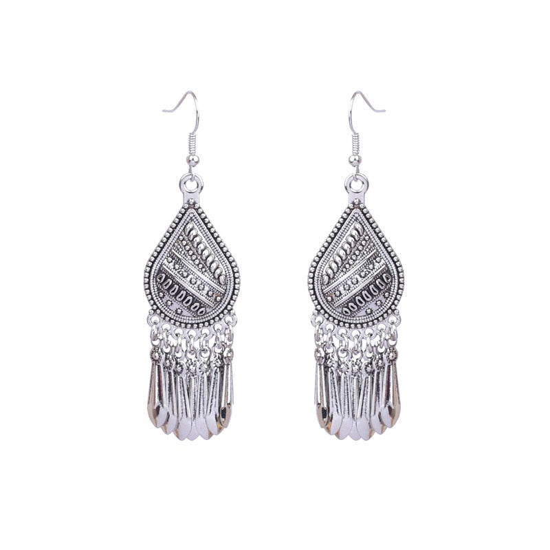 15 Styles Big Vintage Ethnic Tassel Flower Dangling Drop Earrings Female Fashion