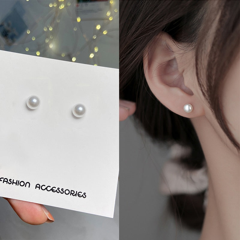 Minimalistic Imitation Pearl Stud Earrings Female Jewelry Trendy Cute Earrings