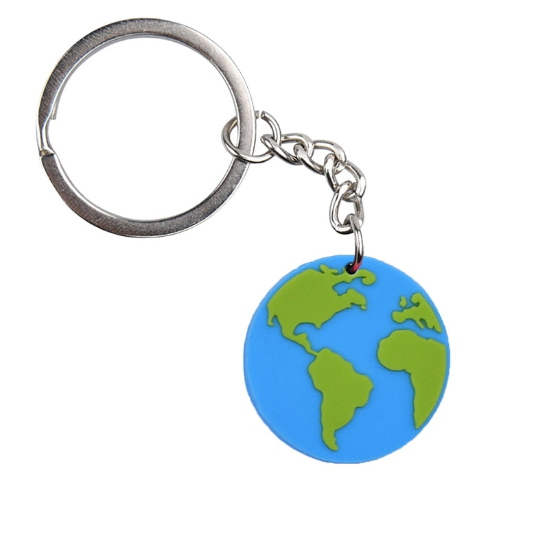 Planet Earth Creative Cartoon Soft PVC Rubber Keychain Keyring Women Bag