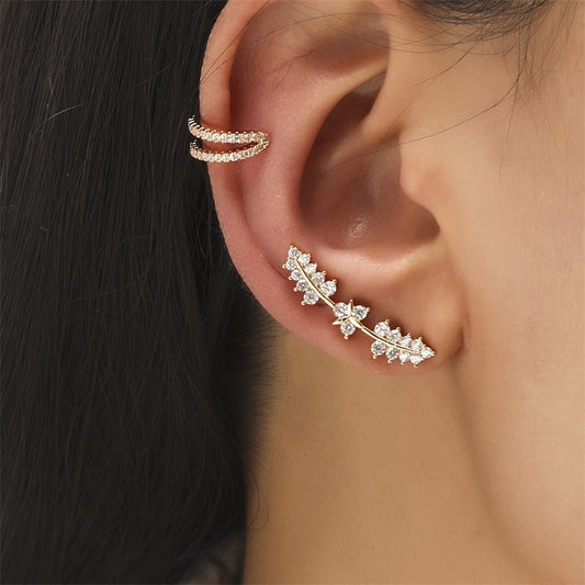 1 Ear Set Bohemian Crystal Rhinestone Ear Cuff Wrap Stud Clip Earrings Women