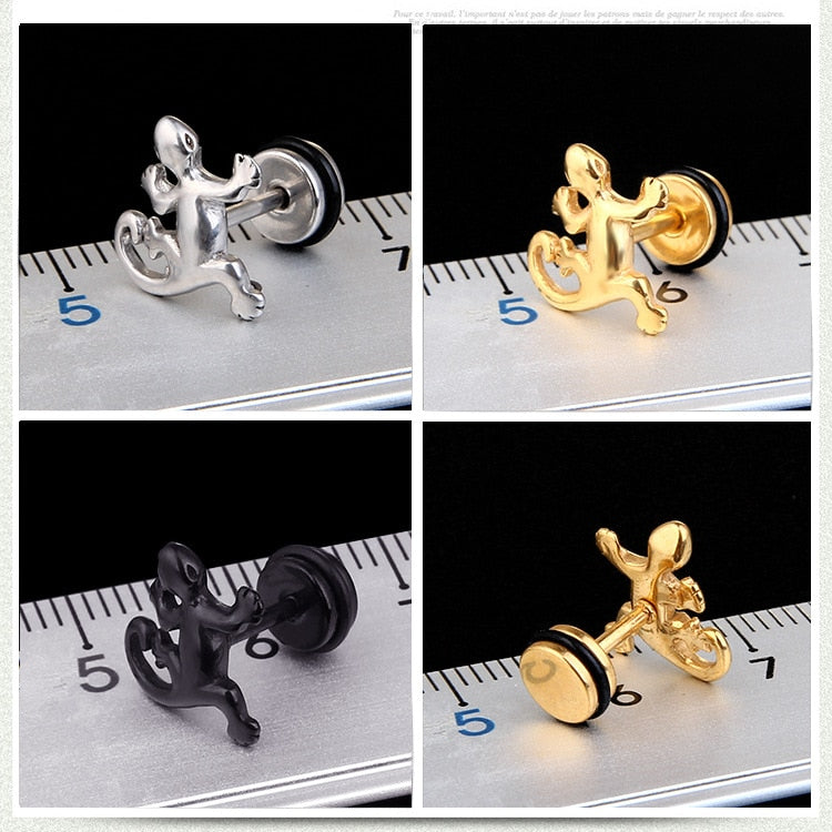 Gecko Vintage Earrings Stainless Steel Fashion Stud Ear Jewelry Party