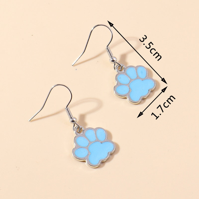 Blue Paw Drop Earrings Women Creativity Jewelry Cute Earring Girls Gift