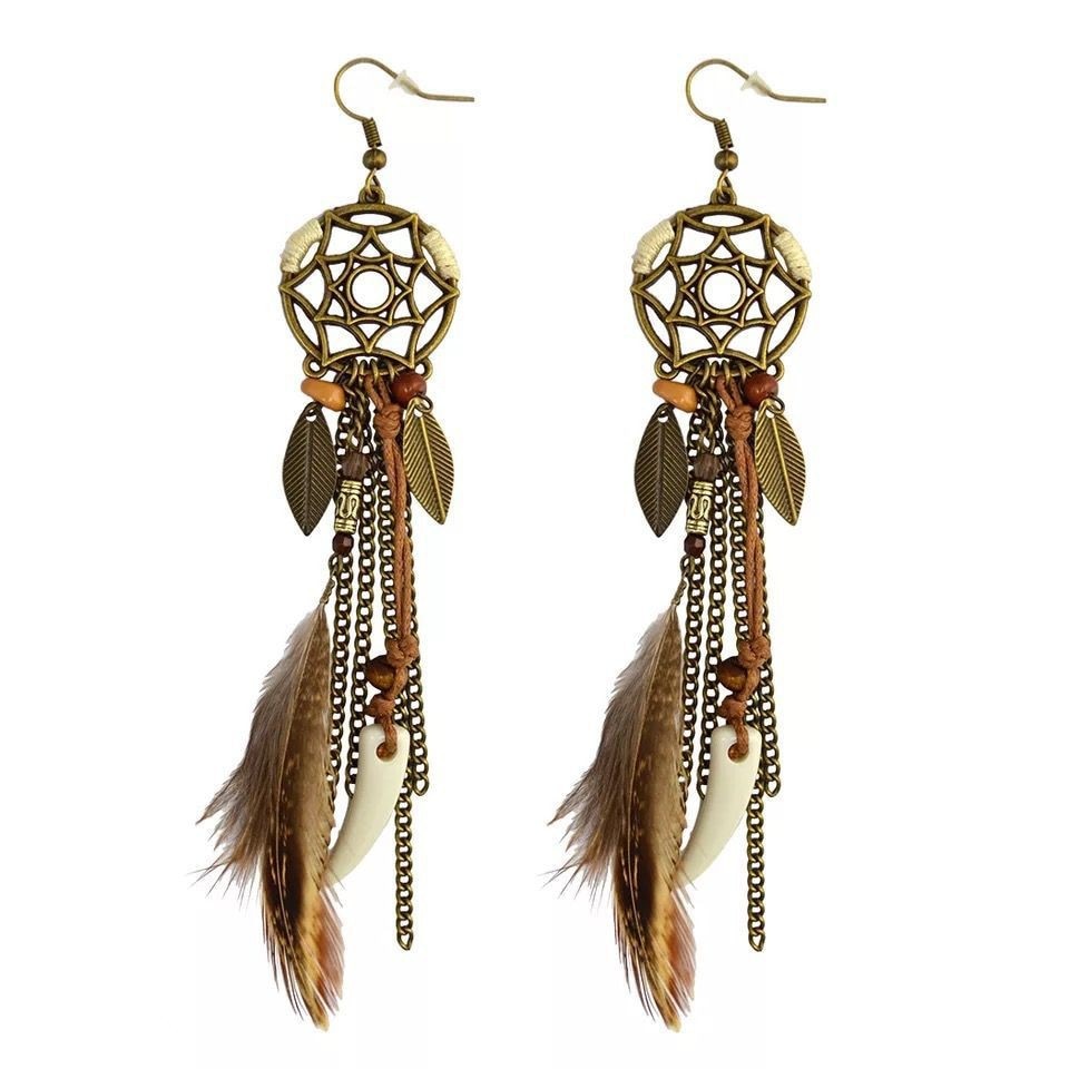 54 Styles Bohemian Long Feathers Tassel Dangle Earrings for Fashion Stylish
