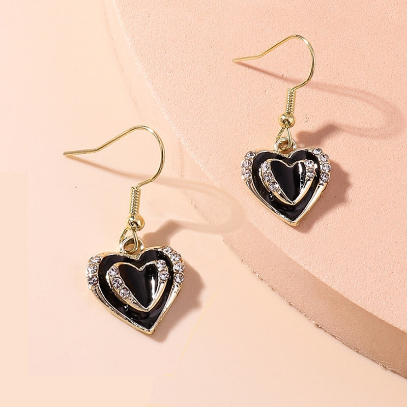 Heart Inside Heart Drop Earrings Women Gifts Earring Cute Girls Eardrop Jewelry