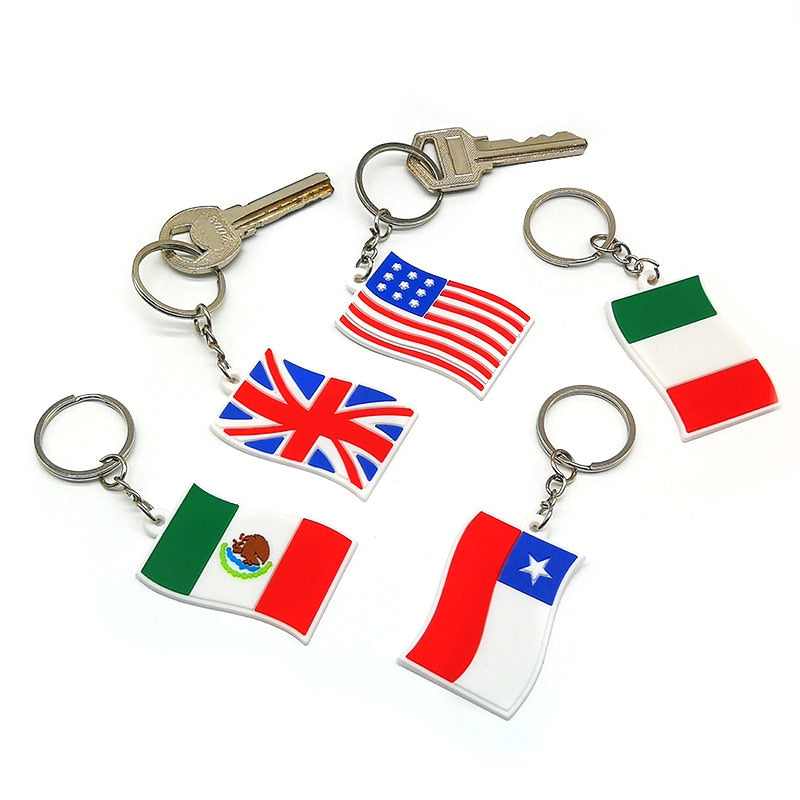 5 Styles Countries National Flag Keyring Cute Cartoon Style Keychains Bag Car