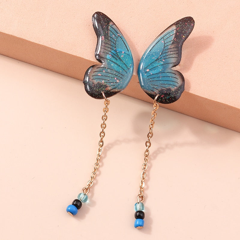 Blue Half Wing Drop Earrings Women Creativity Jewelry Cute Earring Girls Gift