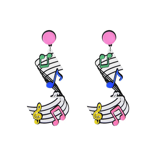 Colorful Music Notes Acrylic Drop Earrings Women Travel Fashion Cartoon Earrings