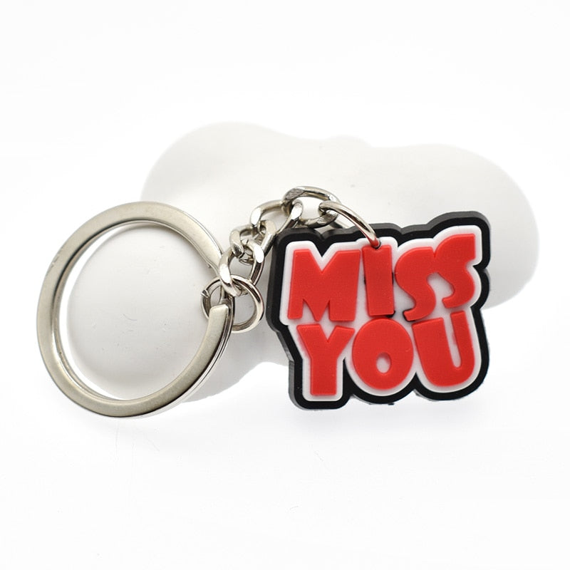 Miss You Inspirational slogan Keychain Car Keyring Cartoon Creative Pendant