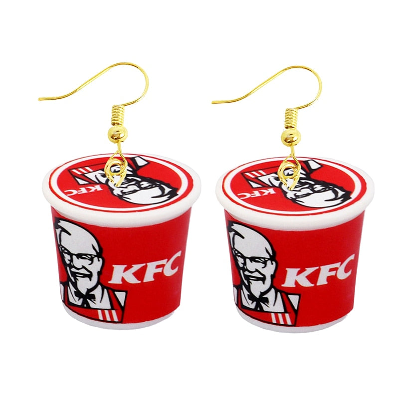 Fried Chicken Funny Cute Resin Food Drop Earrings Women Creativity Jewelry Cute