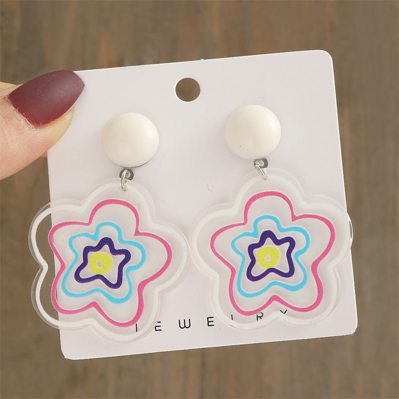 Colorful Cartoon Star Stud Earrings Female Jewelry Trendy Cute Earrings