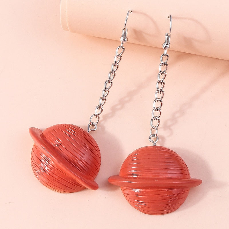 Cartoon Planet Dangle Earrings Women Charms Earring Fashion Creative Jewelry