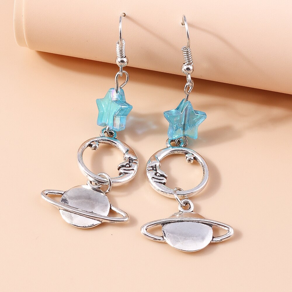 Planet Star Moon Drop Dangle Earrings Trendy Women Fashion Earrings Jewelry Gift