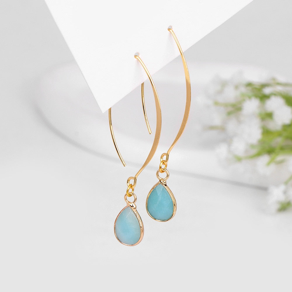 Aqua Blue Charm Lady Cute Dangle Earrings for Women Jewelry Girls Earrings
