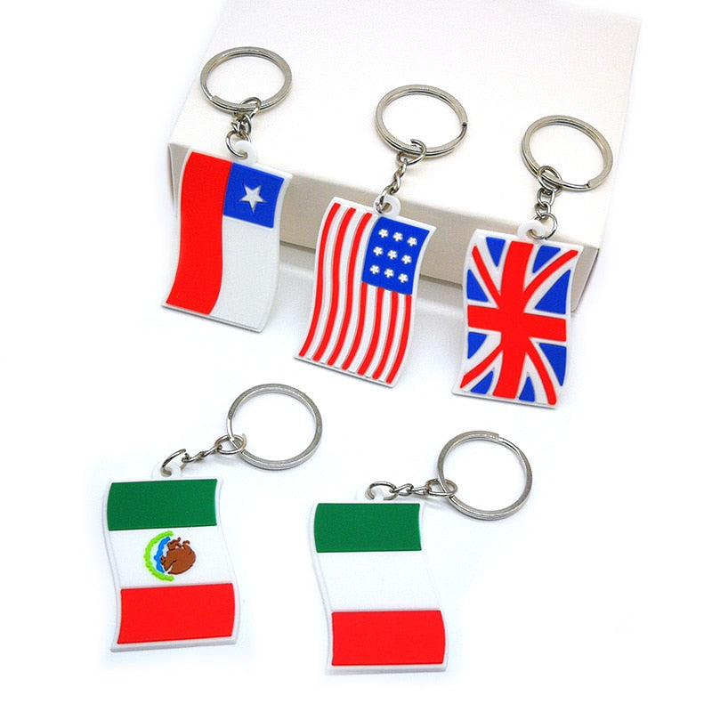 5 Styles Countries National Flag Keyring Cute Cartoon Style Keychains Bag Car