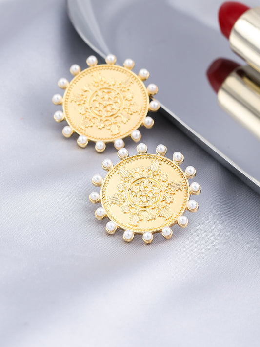 Medal Style Design Lady Cute Stud Earrings for Women Jewelry Girls Earrings