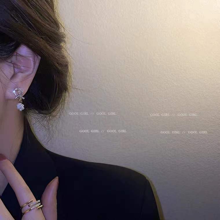 Rhinestone Loop Drop Earrings Women Party Wedding Jewelry Dangle Gifts Earrings