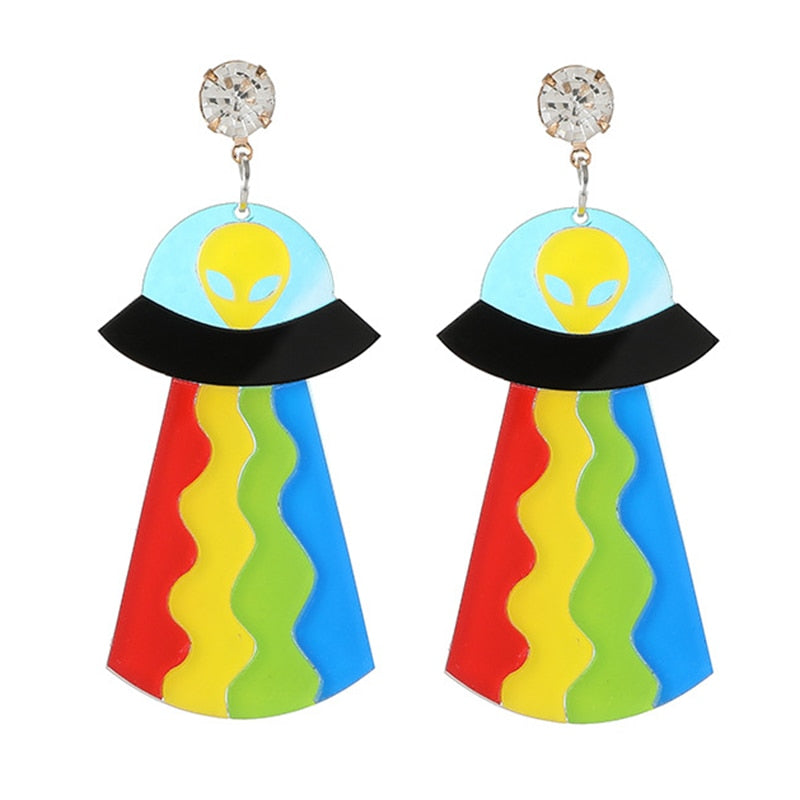 Multicolor Alien Light Drop Earrings Women Creativity Jewelry Cute Earring Girls