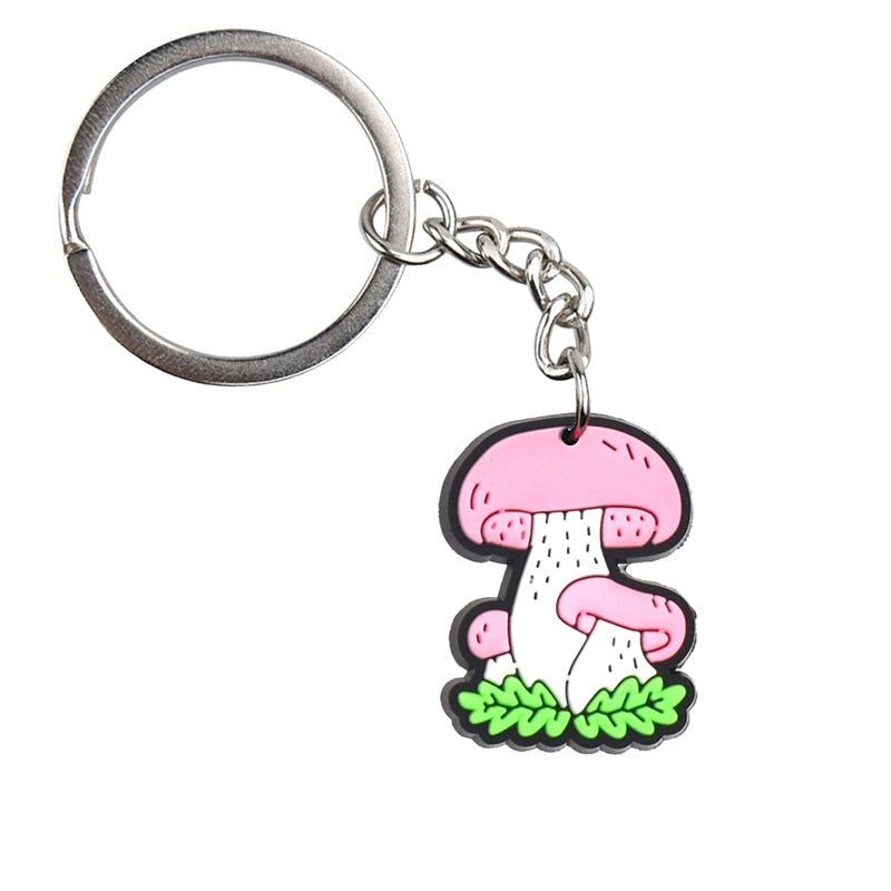 Pink Mushrooms Keychain Gift Cute Charms Keyring Souvenir Handbag Accessories