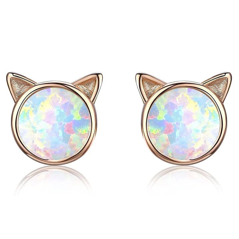 Golden Cat Ears Fashion Stud Earrings Women Girl Earrings Jewelry Female