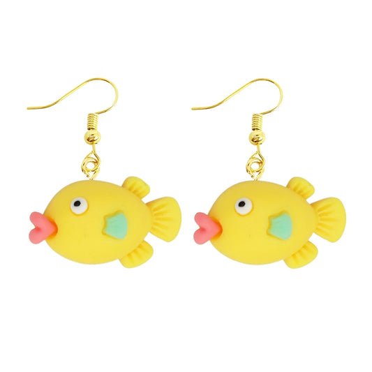 Cartoon Yellow Fish Dangle Earrings Women Gifts Earring Cute Girls Eardrop