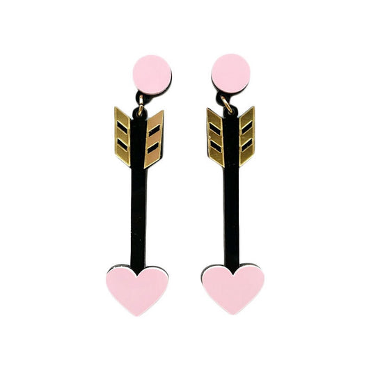 Pink Heart Arrow Acrylic Drop Earrings Women Travel Fashion Cartoon Earrings