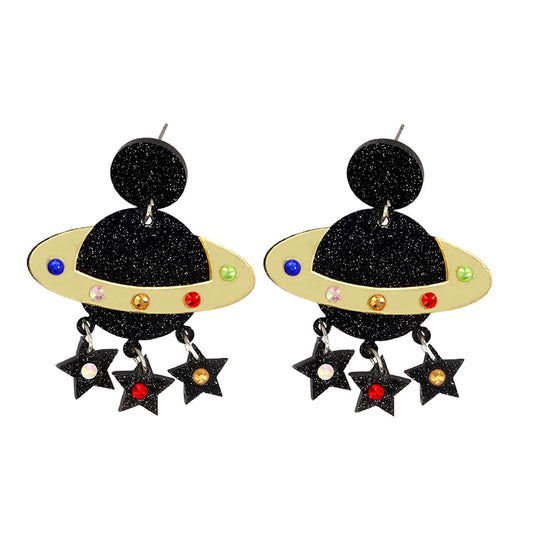 Planet Stars Black Drop Earrings Women Creativity Jewelry Cute Earring Girls
