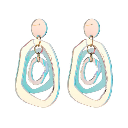 Holographic Acrylic Irregular Dangle Earrings Women Travel Fashion Cartoon