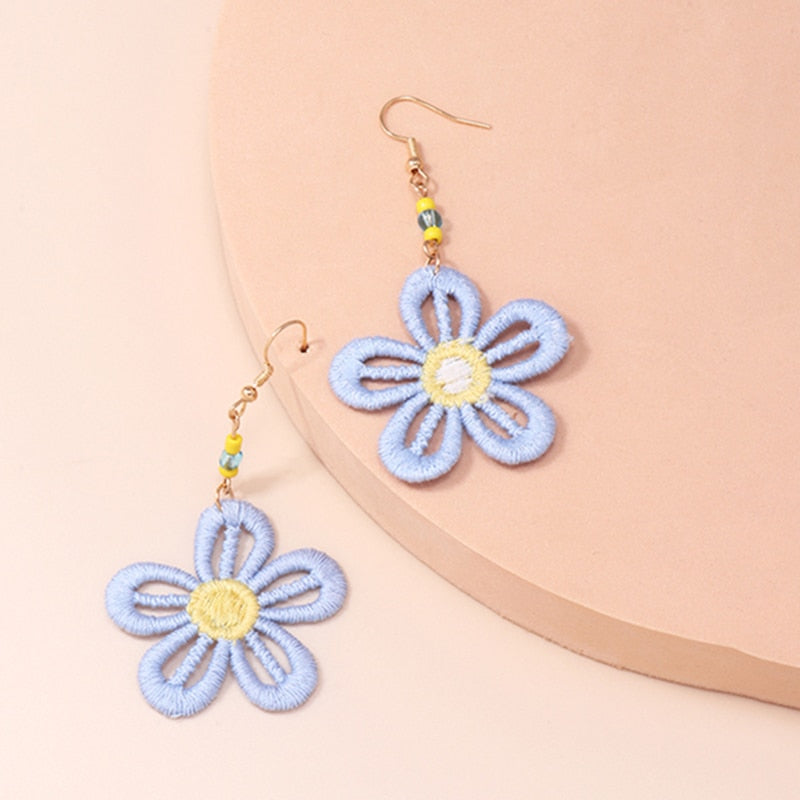 Knitted Sky Blue Dangle Drop Earrings Women Charms Earring Fashion Creative