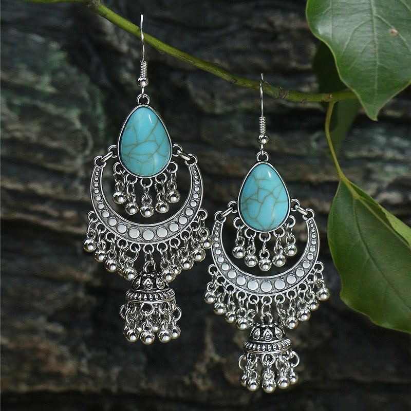 Jhumka Turquoise Bohemian Dangle Earrings Fashion Party Girls Pendant Earrings