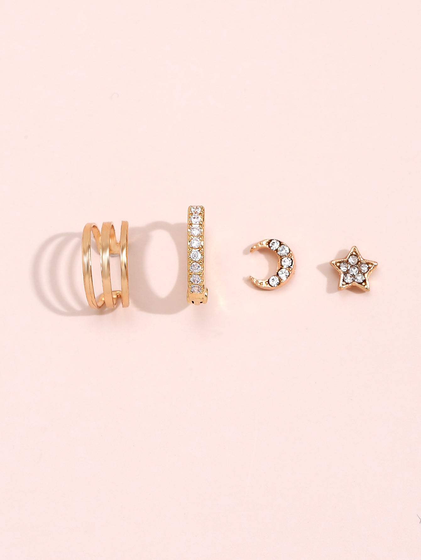 4pcs Set Moon Star Ear Cuff Stud Earrings Fashion Women Female Earrings Piercing