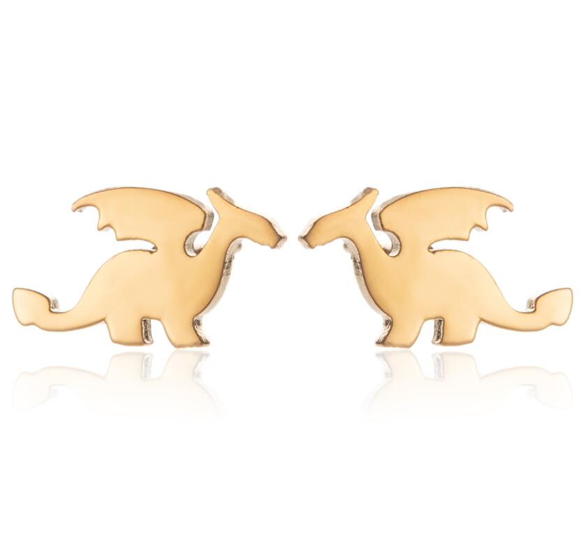 Dragon Stud Earrings Small Cute Earing Jewelry Stainless Steel Cartoon Studs Gifts Fashion Party Accessories