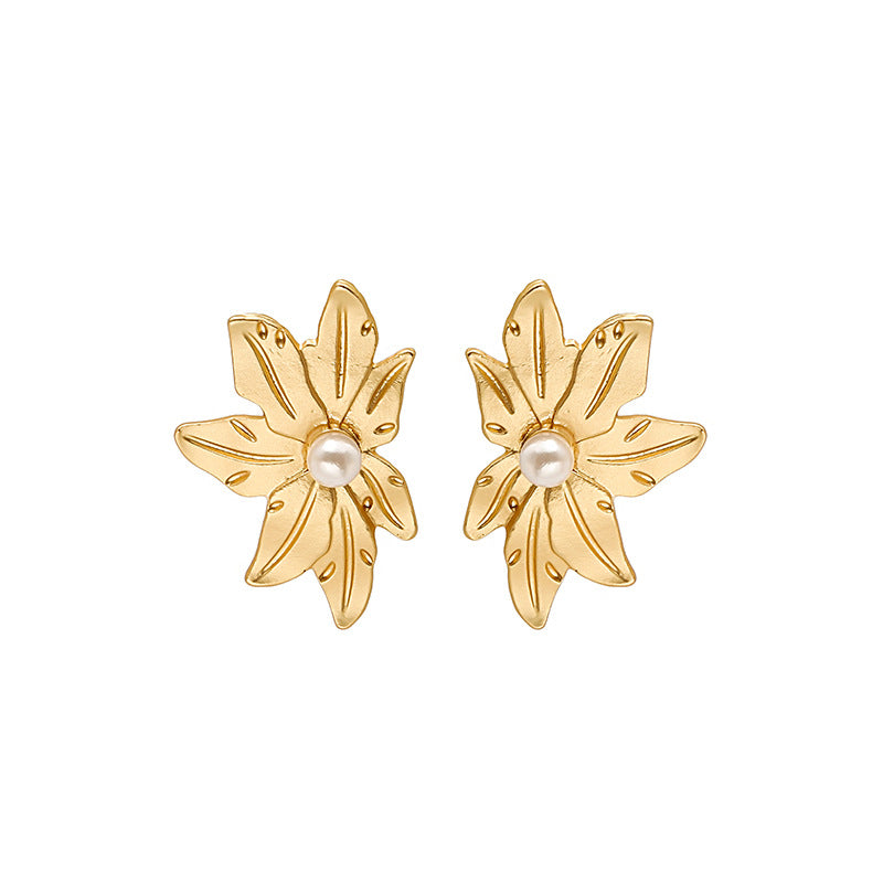 Leaf Design Stud Earrings Accessories Gift Women Girl Fashionable Jewelry