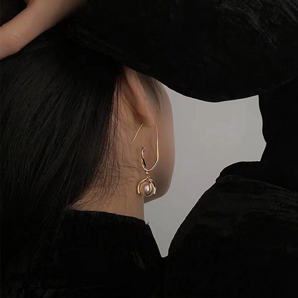 Twisted String Faux Pearl Dangle Earrings Jewelry Accessories Girls Fashion Accessory