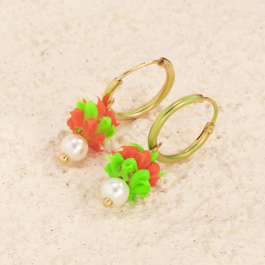 Green Red Detail Drop Earrings Cute Dangle Earrings Women Jewelry Gift for Her