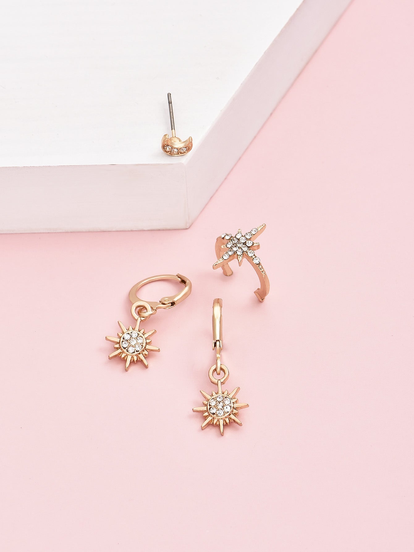 3pcs Set Sun Moon Jewelry Stud Earrings Modern Fashion Women Earrings Piercing