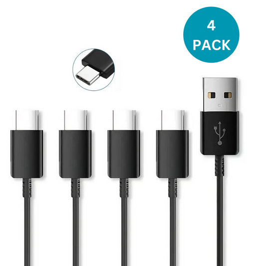 4-PACK 3FT Black USB-C  Type C Fast Charging Cords For Samsung Galaxy Cable