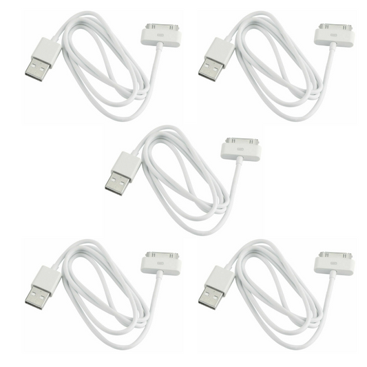 (5 PACK) 3Ft 30-Pin USB Cable iPhone 4s Charger Cable IPad Charger 30-Pin Charger for iPhone 4 4S 3G 3GS USB Sync Cable Charging Cable, Base Adapter Data iPod IPad 1 2 3 iPod Nano iPod Touch 3FT