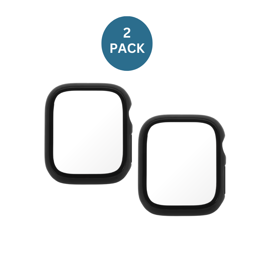 2PCS Qixxronics Black Case Full Cover for Apple Watch Series 1 2 3 Case [42mm] with Built-in Clear Tempered Glass Screen Protector