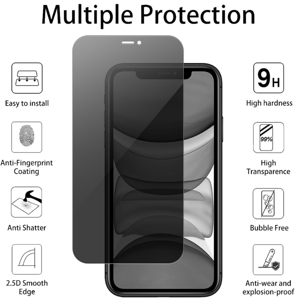 3-PACK Qixxronics Privacy Tempered Glass Screen Protector for iPhone 11 PRO/ Xs/X