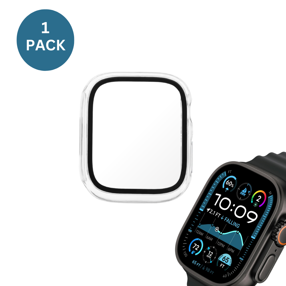 Qixxronics for Apple Watch Series Ultra [49mm], Clear, with Built-in Tempered Glass Screen Protector