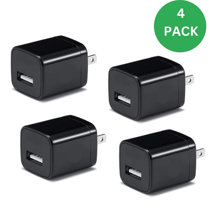 4-Pack USB Wall Charger 1A/5V US Wall Plug