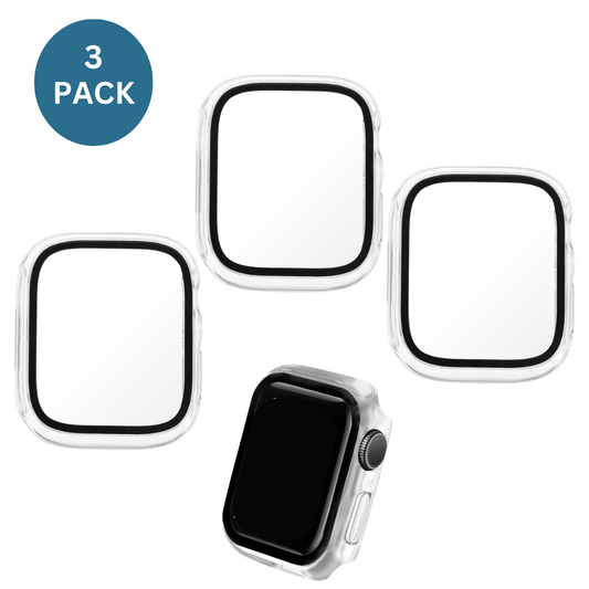 Qixxronics for Apple Watch Series SE [44mm] Case 3PCS, with Built-in Tempered Glass Screen Protector